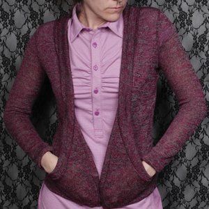 pink burgundy and blue gray marled knit cardigan kirra sz small
